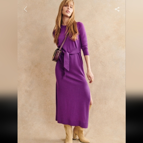 Sezane Dresses & Skirts - Sezane Piana Purple Long Sleeve Merino Wool Dress
